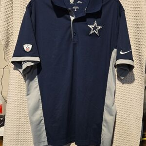 Nike Blue and Gray Polo Shirt with Star Emblem